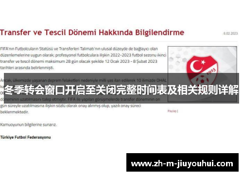 冬季转会窗口开启至关闭完整时间表及相关规则详解