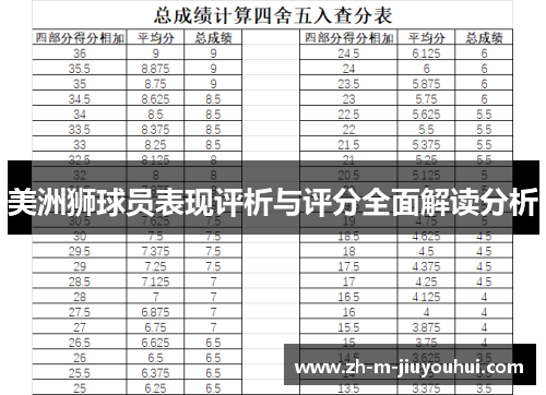 美洲狮球员表现评析与评分全面解读分析